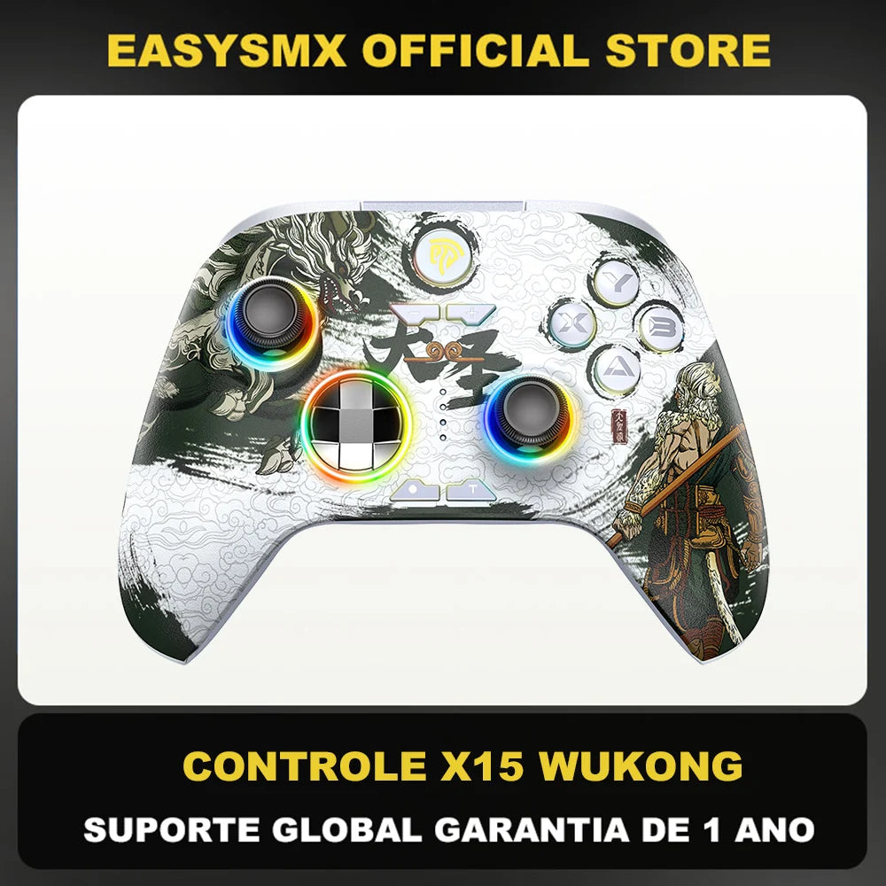 EasySMX X15 Wireless Gamepad Bluetooth Gaming Controller Compatible with PC/NS/TV/Phone/Steam RGB Hall Effect Black Myth Wukong