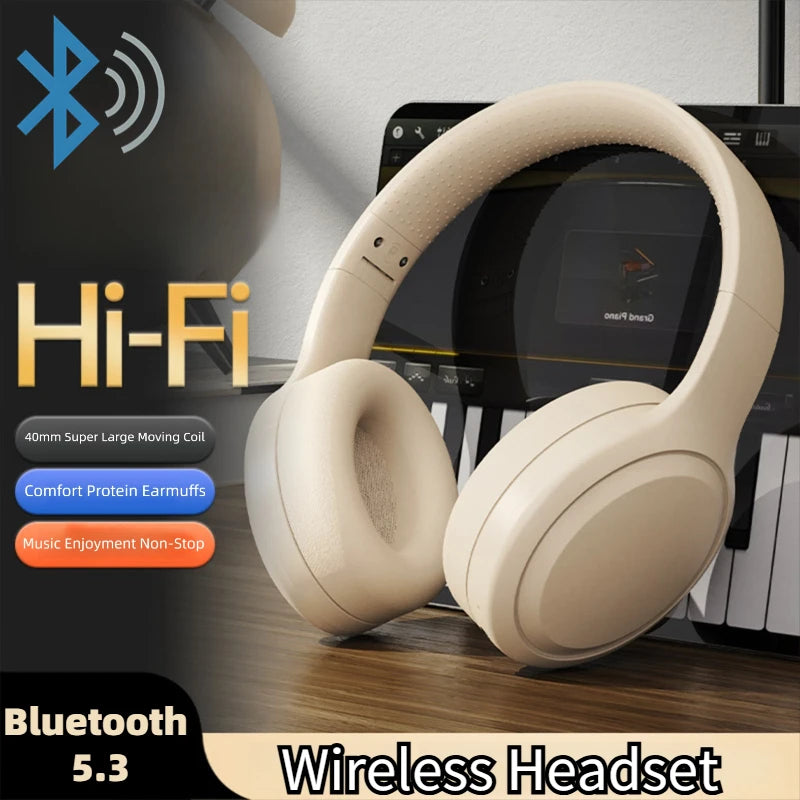 Bluetooth 5.3 Headphones 3.5mm Wired Headsets Over Ear Gaming Earphones Foldable Wireless Earphones with Mic TF/AUX Music Play